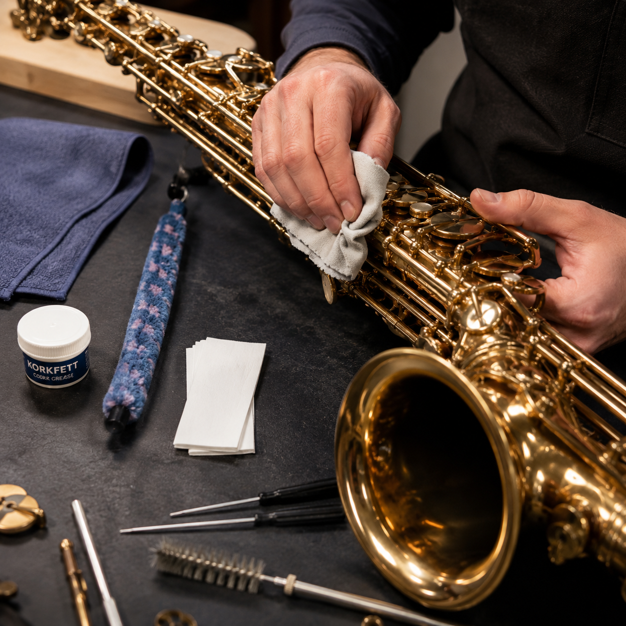 Reinigung eines Saxophons